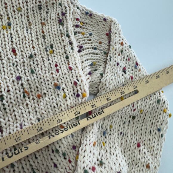 Tularosa Sweater Womens X Small Cream Confetti Distressed Chenille Knit Pom Pom - Picture 11 of 11